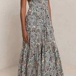 ALC Frank ALC Rhodes Printed Cotton Poplin Tiered Midi Dress 4 Multicolor Open Back Photo 12