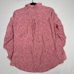 Candie's  Women's Button Down Shirt Roll Tab Sleeve Pink Spotted Print‎ Photo 5