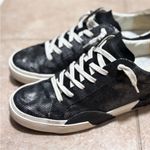Black Dolce Vita Women's Zina Leather Metallic Gunmetal Sneaker Photo 2