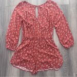 American Eagle Long Sleeve Faux Wrap Daisy Print Romper Medium Photo 7
