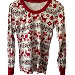 Hanna Andersson Red & White Holiday Christmas Reindeer Pajama Top Small Photo 0