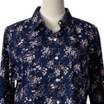 L.L.Bean Button Down Shirt Collared Top Blue Pink Floral Women’s Size Large Photo 4