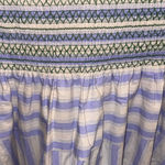 NWOT STINE GOYA Blue Beige Striped Smocked Mini Dress Large Photo 1