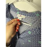 Vineyard Vines  Blue Blockprint Floral Linen Cotton Popover Shirt Women's Small Photo 3