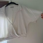 Urban Outfitters  Blouse Top Womens Small Cropped White Wrap Short Sleeve Photo 8