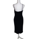 Vintage Dress 90s Midi Cocktail Floral Applique Black Velvet Slinky Party Dress Size M Photo 4