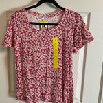 Lucky Brand NWT Lücky Brand Floral Red and White Short Sleeve Woman's Shirt Small Photo 2