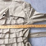 BCBGMAXAZRIA  Ruffled  Back Trench Coat Womens Medium Beige Belted Asymmetrical Photo 8
