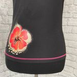 Hobie pullover swim shirt with side floral shimmer design black & pink M Photo 3