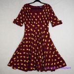 Unique Vintage  X GB Gywnnie Bee Maroon Yellow Midi 0X Heart‎ Balloon Dress Photo 1