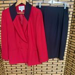 Executive Collection Red And Black Blazer And Skirt Suit Size 8 Photo 0