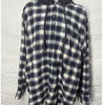 American Eagle Flannel Button Up Shirt Women's XL Hooded Plaid Blue! Blue Photo 0