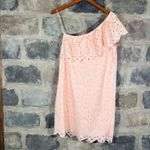 Loft Women's Pink One Shoulder Eyelet Ruffle Dress Size 6 NWT Summer Party Photo 7