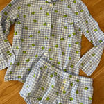 J.Crew -  gingham lime cotton pajama‎ set long sleeve top and short size XXS Photo 0