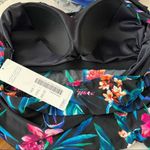 Trimshaper black tropical print floral slimming control halter swim top 24W NEW Photo 8