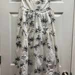 Talbots Size 6 Off-White Zip Back Bamboo Leaf Print Sleeveless Midi Dress *FLAWS Photo 0