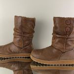 Skechers Y2K 90’s Chestnut Brown Shimmer Chunky Leatheresque Keepsakes Boots Photo 11