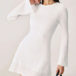 Rihoas White Ruched Bell Sleeve Mini Dress Size M Photo 0