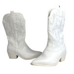 ILV Women's White Embroidered Pointed Toe Slip On Cowboy Western Boots Size 10 Photo 6