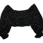 Mon Ami Crop Top XL Black Stars Long‎ Sleeve Sheer Festival Party Photo 0