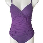 Ralph Lauren women's purple v-neck one piece tummy control swimsuit swimwear Photo 0