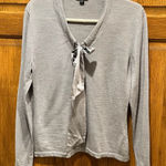 Lafayette 148 New York Gray Silk Necktie Long Sleeve Top Photo 0