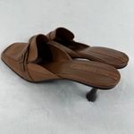 Enzo Angiolini Brown Leather Mules Heels Buckle Detail Square Toe Size 8.5M Photo 8