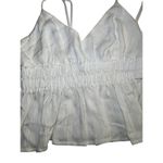 Shinestar White Rayon Gauze Shirred Peplum Tank Top Large Adjustable Straps‎ Photo 8