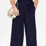 BODEN Ellen Navy Blue Jersey Knit Faux Wrap Jumpsuit Size 6 Wide Leg Photo 0