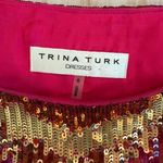 Trina Turk  Women Hot Pink Silk Dress Size 6 Sequin Shift Long Sleeve READ Photo 5