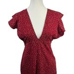 Amuse Society Dress Women S Red Polka Dot Maxi Slit Cap Sleeve Zip Wedding Guest Photo 2