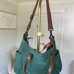 None Green Weekender Bag Brown Vegan Leather Straps Granola Travel Yacht Resort Vaca Photo 3