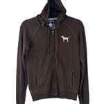 Victoria's Secret  Pink Y2K Peace Sign Brown Zip Up Sweater Size Medium Photo 4