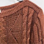Vtg made in France Cozy Brown Diamond Cable Knit Sweater pullover no size tag Size M Photo 8