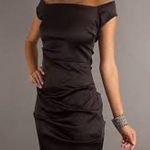 Betsy and Adam Off Shoulder Black Satin Bodycon Sheath Dress Size 14 Photo 1