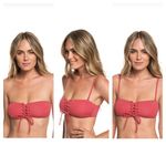 Roxy American Beauty Polka Dot Red Beach Classics Bandeau Swimsuit Bikini Top XS Photo 1