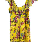 Xxi Floral Ruffle Mini Dress Yellow Purple Summer Party Dress Size L Photo 0