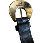 Vintage Italian Leather Belt Rhinestone Black Size XS Silver Buckle Boho Western Photo 8