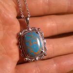 Mojave Blue Turquoise Stainless Steel Pendant Necklace Photo 4