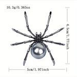 Vintage Style Gothic Spider Shape Brooch Inlaid‎ Faux Pearls Personality Brooch Gray Photo 6