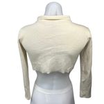 Princess Polly Cream Ribbed Knit Button Up Collar Raw Hem Cardigan Crop Top Sz 2 Photo 1