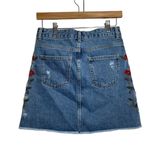ZARA Womens Denim Floral Embroidered Mini Skirt Size XS Photo 1