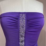 Y2K Vintage DEB Purple Strapless Bejeweled Center Blouse Size Large Photo 3