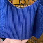 Olivaceous  Royal Blue Knit Crop Halter Top-Large Photo 7