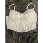 MADRAG‎ White Corset Bustier Crop Top Women's Zip Size S Front Clubwear Festival Photo 1