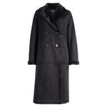 Ralph Lauren Lauren  Double Breasted Faux Shearling Coat Black Size XL Photo 3