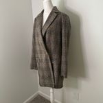 ZARA  Glen tan & brown plaid oversized blazer jacket size M Photo 2