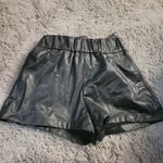 EXPRESS Chic Black Faux Leather Shorts with Belt Photo 3