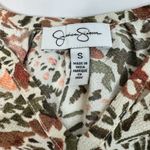 Jessica Simpson  V-Neck Floral Blouse Long Sleeve Cream Brown Small Photo 5