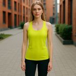 Athleta  Energy Fitness Racerback‎ Tank Top Size L Neon Green Running Athletic Photo 10